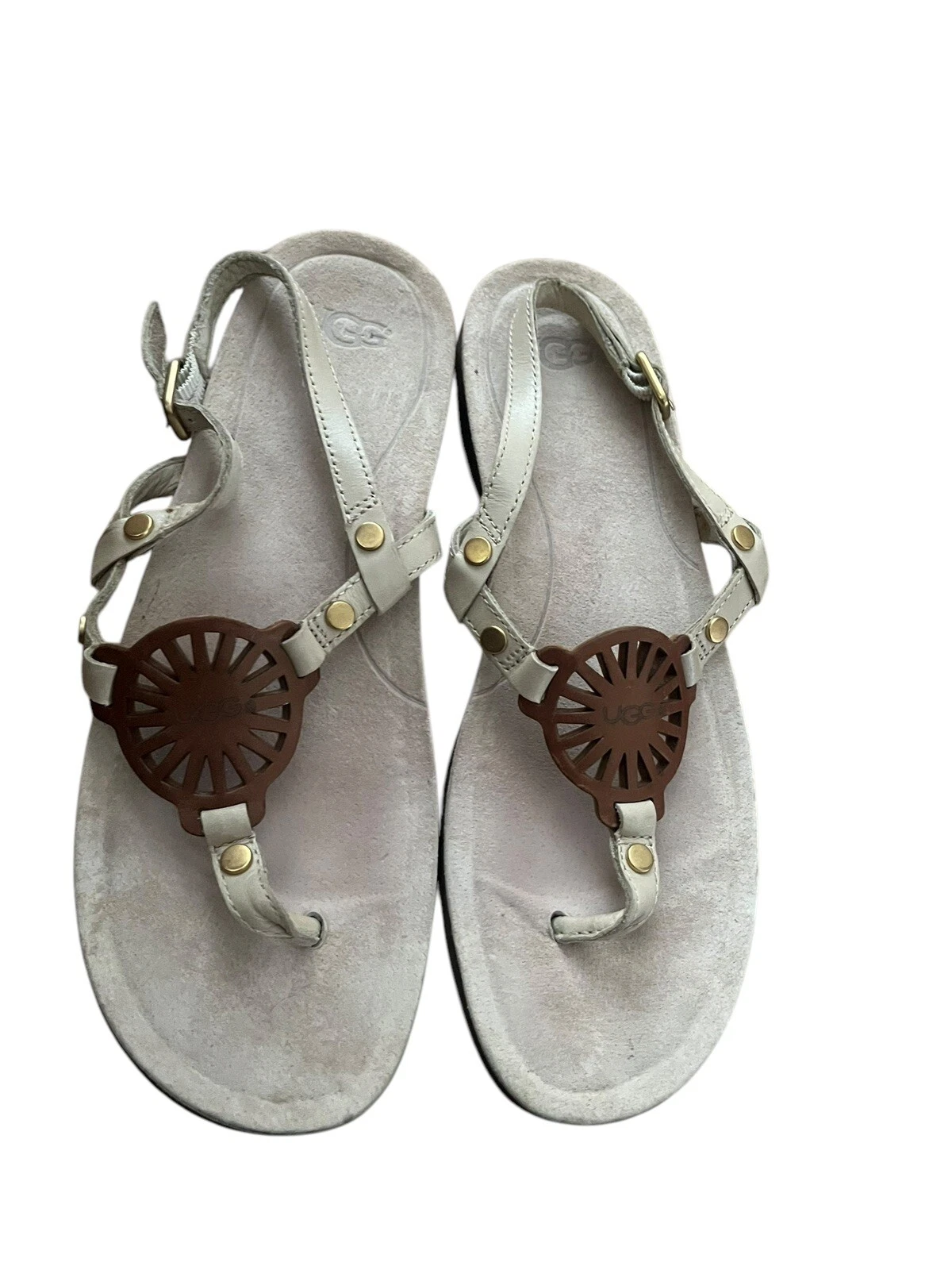 Sandali donna UGG Ayden slingback quadrante sole bianco taglia 8 5 boho spiaggia