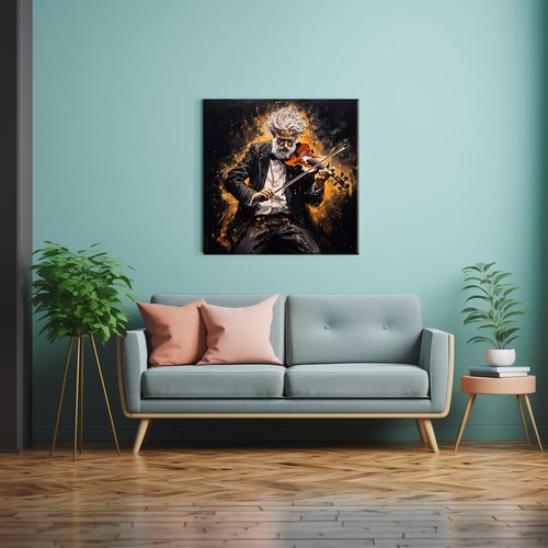 Music Violin Player Painting Style Canvas Print Wall Art, Music Lovers Gift Art - Picture 7 of 9