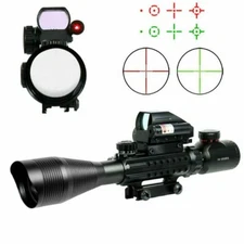 4-12X50 Rifle Scope Mil-dot with Holographic 4 Reticle Sight-Red Laser