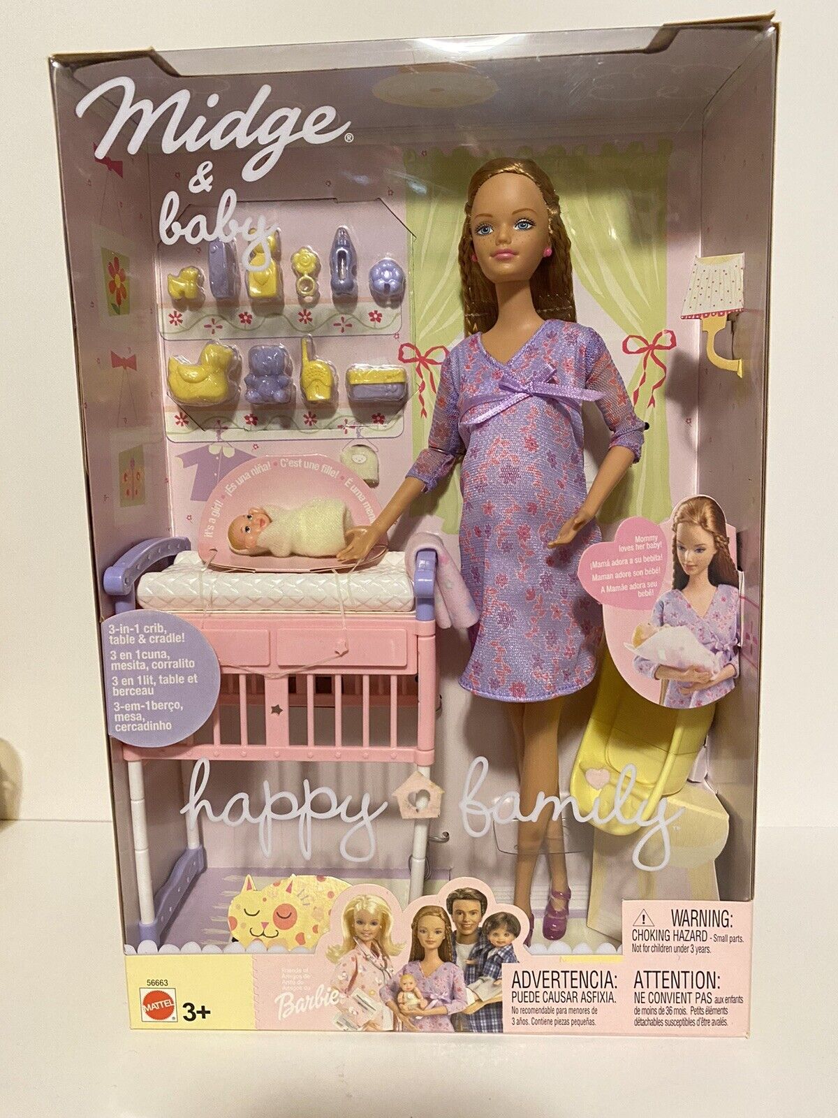 Barbie Happy Family ~ 2002 Controversial Pregnant Midge & Baby Girl #56663  NRFB 74299566639