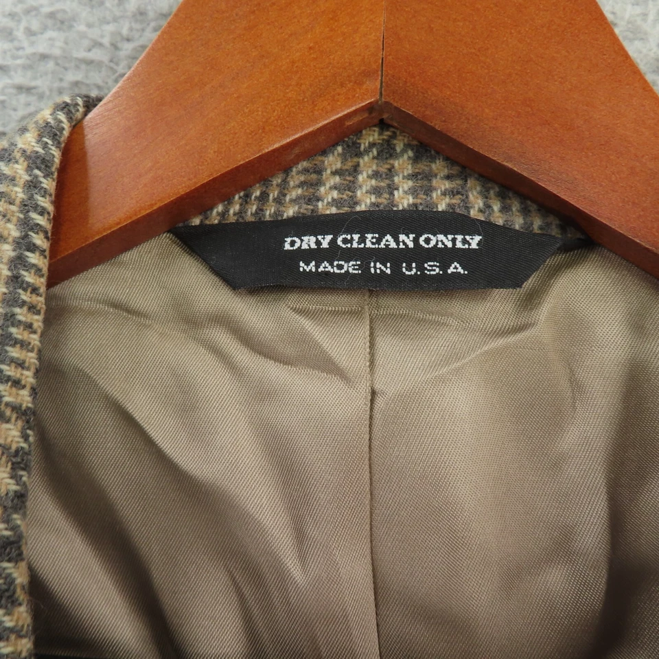 Abrigo Chaqueta Deportiva Orvis Blazer Para Hombre 40L Marrón Azul Pata de Gallo Lana Foto 3 de 4