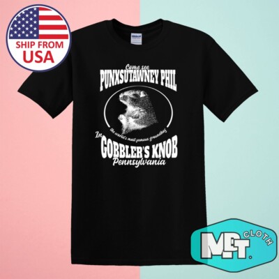 Groundhog Day Gobbler's Knob Punxsutawney Phil Men's Black Size S-5XL