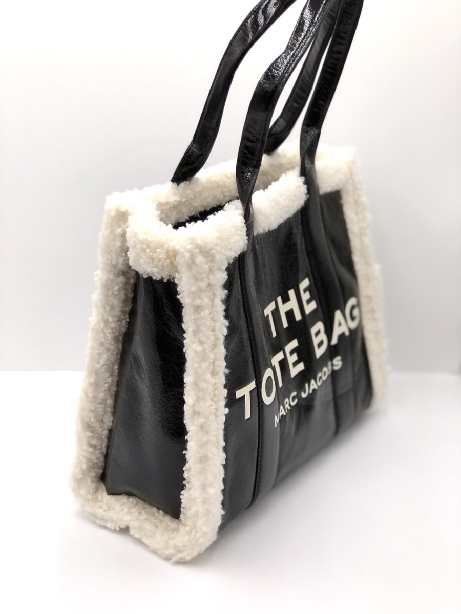 Marc Jacobs Crinkle Leather Faux-Shearling Tote Bag Large | eBay