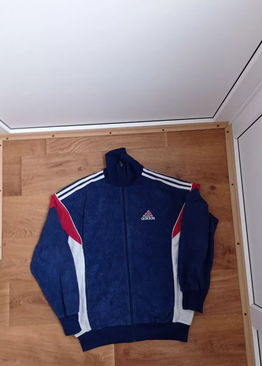 ADIDAS VTG VINTAGE 80s 90s VELVET VELOUR TRACK JACKET FULL ZIP MENS M D5 F 174