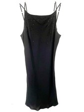 Vtg 90s Jones Wear Prom Evening Cocktail Midi Sz 8 Black Beaded Dress Y2K