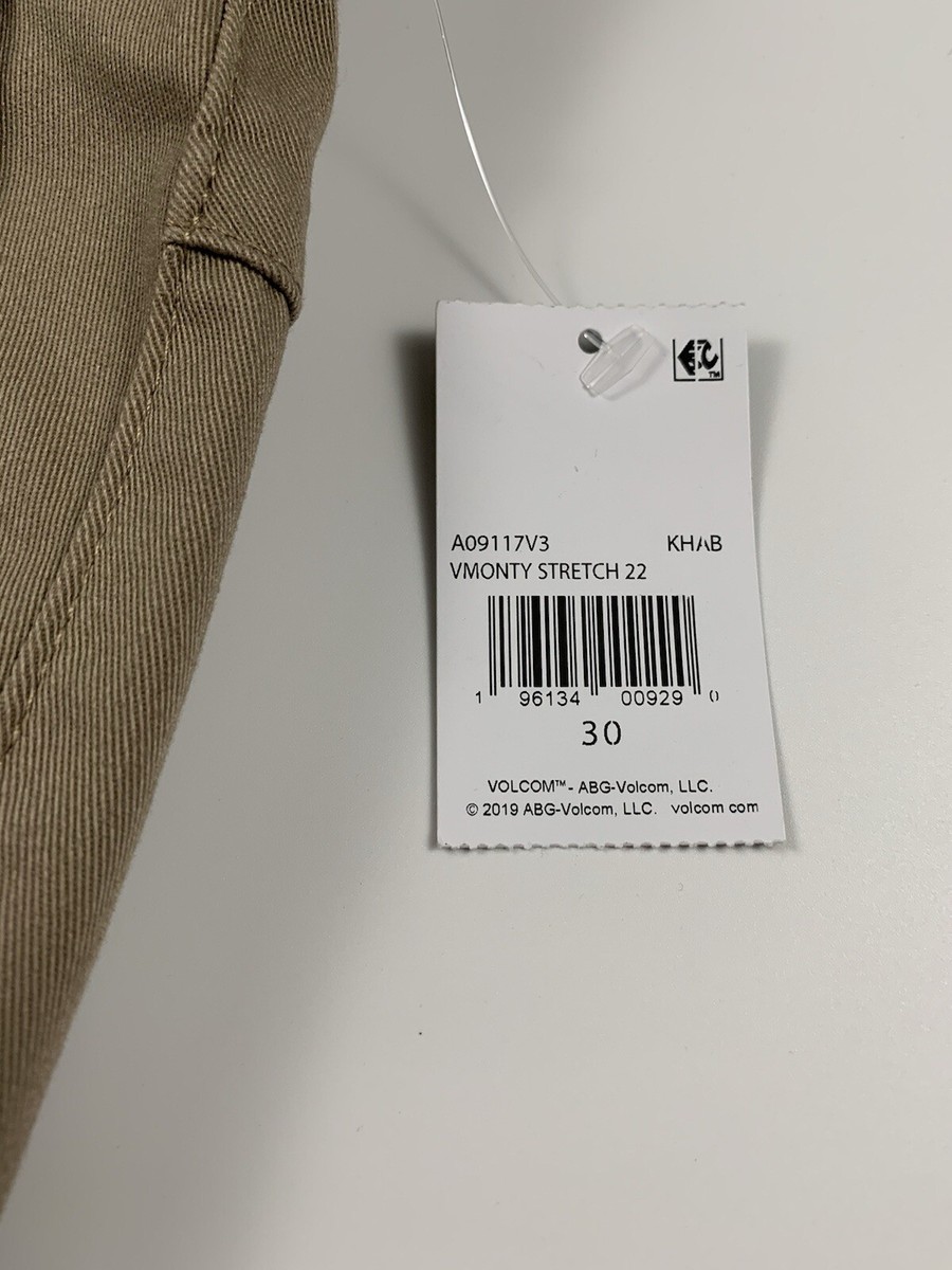 k BRAND NEW Volcom Men's Size 30 Vmonty Khaki Stretch 21.5