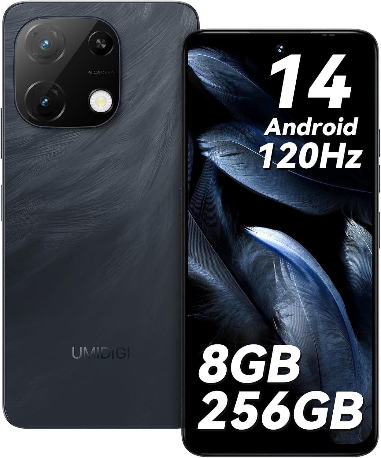 UMIDIGI Note 100A 8GB+256GB Dual SIM 6.8" 120Hz Unlocked Android 14 Smartphone