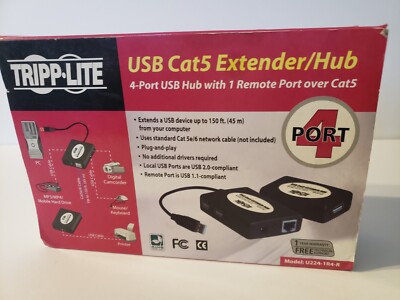 TRIPP-LITE USB Cat5 Extender/Hub 4-Port Remote USB Hub Over Model:U224-4R4-R
