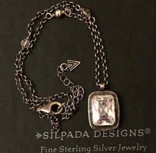 Silpada 925 Sterling Silver Accent Bead Cubic Zirconia Necklace N1859 CZ