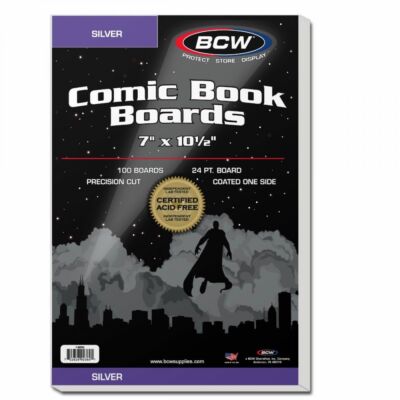 10 packs of 100 (1000) BCW 7'' x 10'' Silver Age Comic White Backing Boards