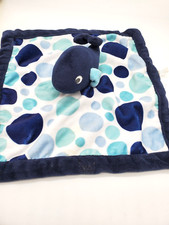 Carters Whale Lovey Security Blanket Navy Blue Polka Dot Plush