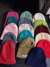 Lot Of 16 Beanies Ladies Girls Youth Kids Knit Cap Winter Hats One Sz Fits Most