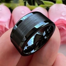 12MM Center Brushed Polish Finish Flat Tungsten Carbide Ring Band Comfort fit