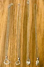 Necklace Lot 4 Stainless Steel Matching Set Mother Daughter Heart Pendant s