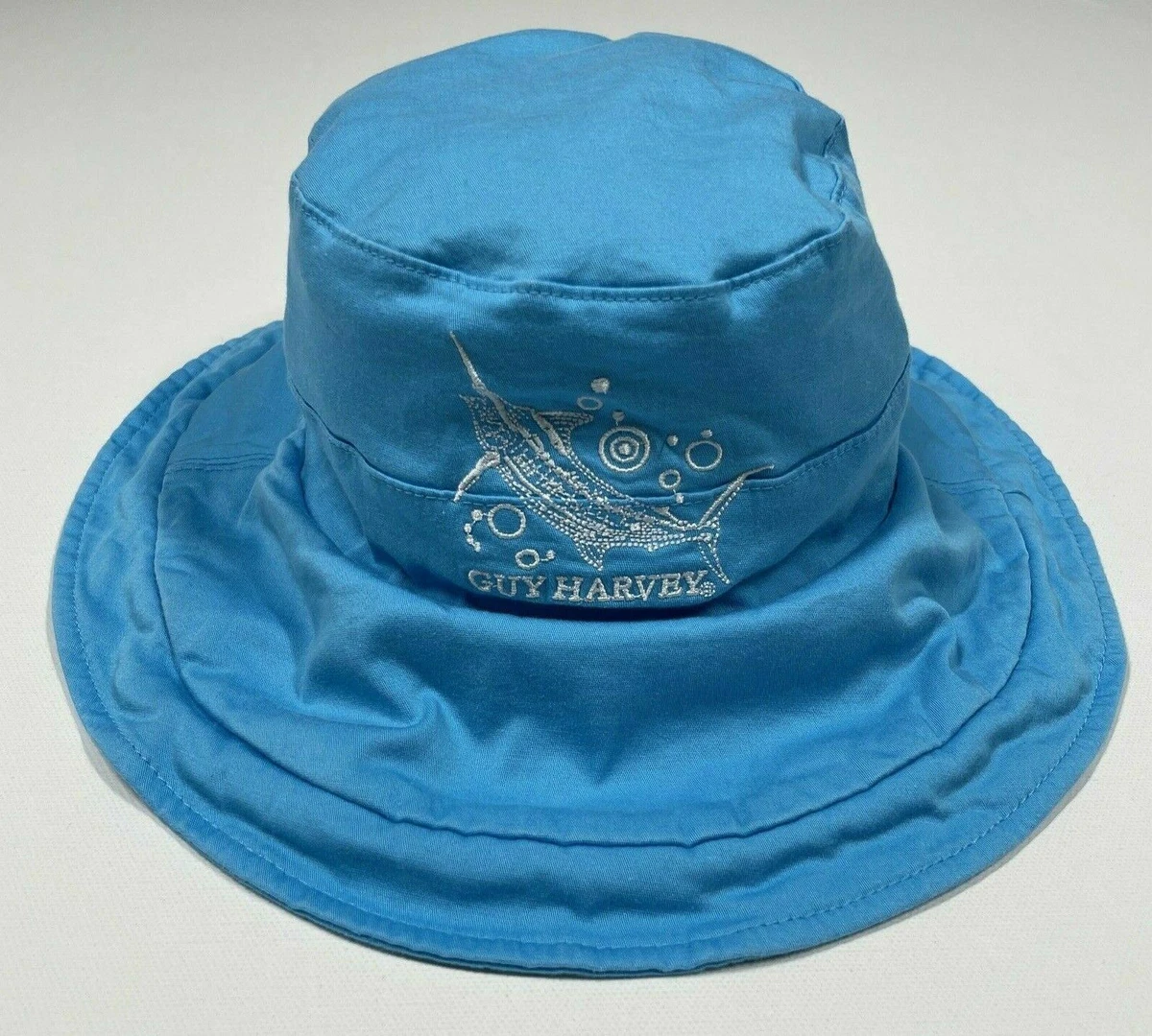 Guy Harvey Wide Brim Bucket Hat Fishing Outdoor Sun Cover Light Blue Cap Women S