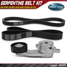 3x Serpentine Belt Drive Component Kit for Ford Escape 2009-2012 Fusion V6 3.0L