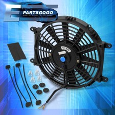 1x 10 Inch 12v Electric Slim Push Pull Radiator Cooling Fan Black Mounting Kit