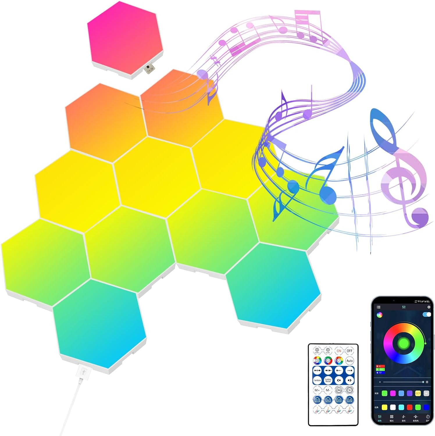 Confezione Da 12 Pezzi RGB Smart Lights LED Esagonali Lampada Da Parete per Ga