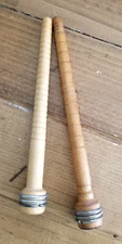 Set of 2 Wood and Metal Textile Industrial Thread Spool Spindle Bobbin Quills