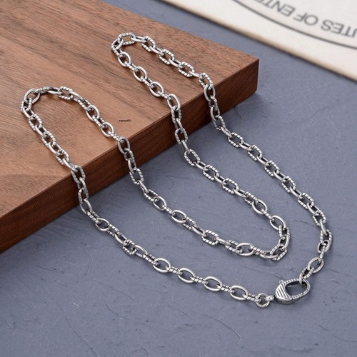 Real Solid 925 Sterling Silver Chain Men Women Twill Oval Cable Link Necklace
