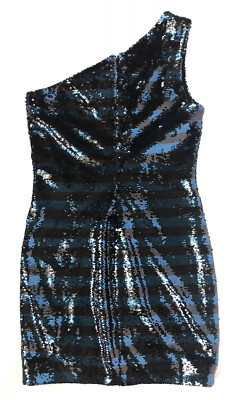 rta sequin dress RTA Women Dress Size 6 Striped Sequin Mini Dress New One Shoulder