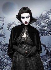 Gothic Steampunk Neo Victorian Cape Umhang Samt Junalie Punk Rave 34 - 44