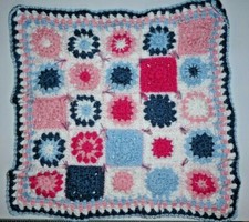 New Preemie Soft Granny Square Baby Cradle Bassinet Blanket Handmade crocheted