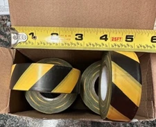 2 Black & Yellow Safety Striped Flagging Tape 1" thick by 150ft Roll NonAdhesive