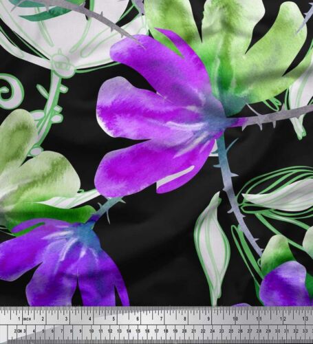 Soimoi Cotton Poplin Fabric Flower Watercolor Printed Craft Fabric-5hp - Picture 1 of 5