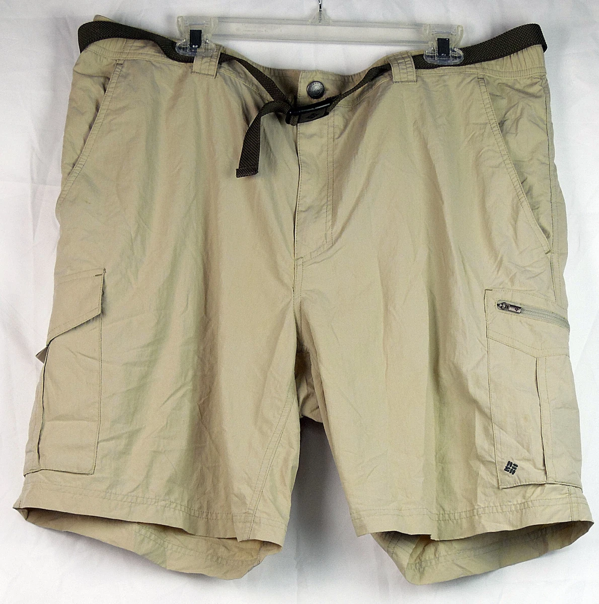 Columbia Men s Silver Ridge Omni Shade Nylon Beige Cargo Shorts w Web Belt 42