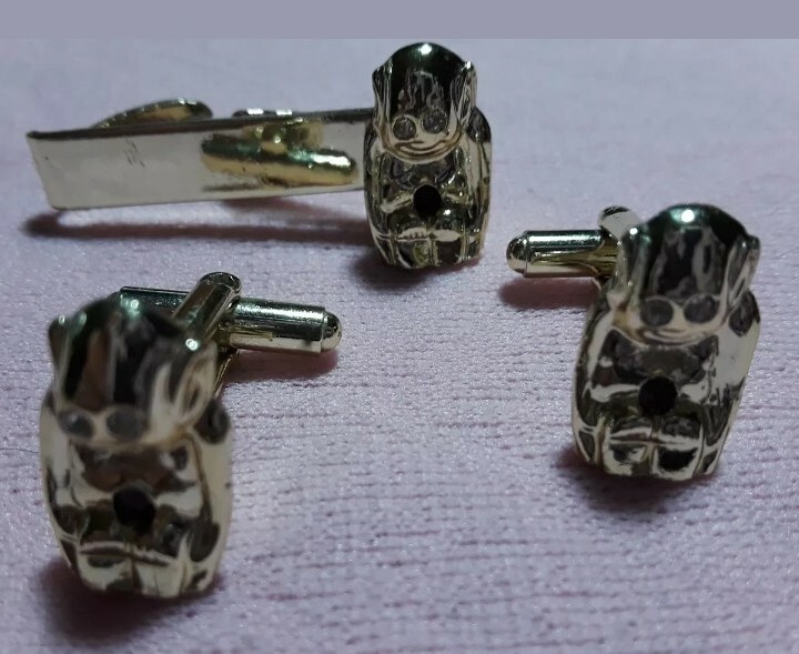 MASONIC JESTERS SHRINERS BILLIKEN JEWELRY TIE TAC CUFFLINKS SET NEW OLD STOCK