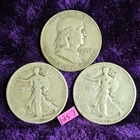 Lot of 3🔥90% Silver🔥 1945 1947 Walking Liberty 1952 FranklinHalf Dollar 1257