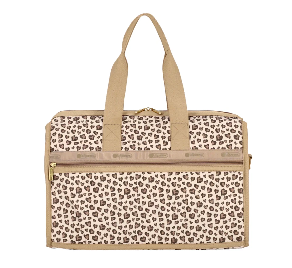 LeSportsac Latte Corazón Leopardo Marrón Deluxe Medio Fin de Semana, Tonos Tierra, Nuevo con Etiquetas Foto 4 de 4