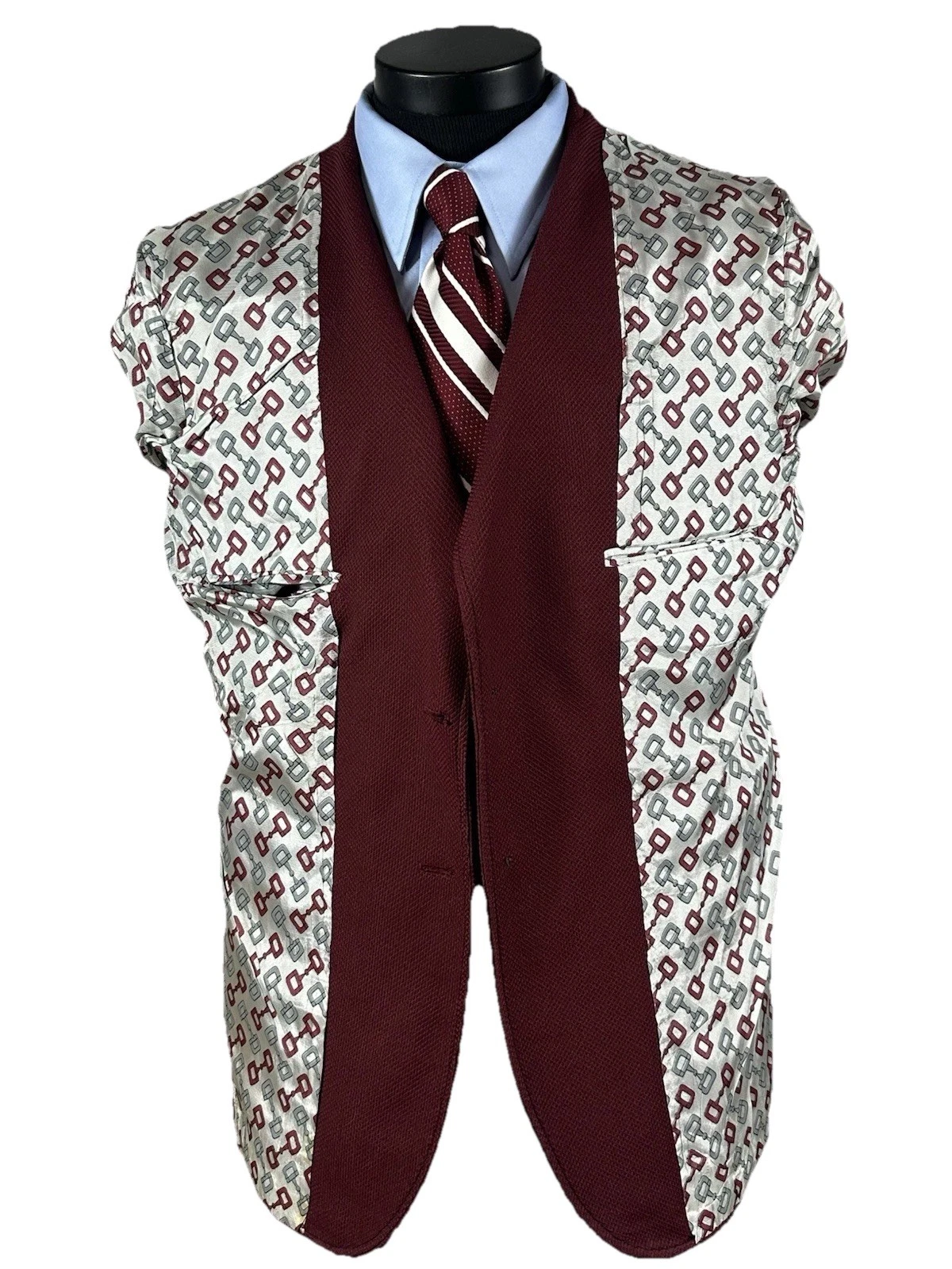 Cappotto sportivo vintage poliestere rosso marrone 40R fodera Gucci camicia safari