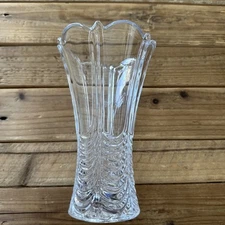 Bohemia Nova Old Orion Lead Crystal Clear Vase Cut Scalloped Detail at base