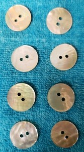 8 Vintage Matching Buttons ~  5/8” Abalone Shell - 2 Hole