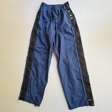 Vintage Nike Tearaway Track Pants Mens M Blue Black Tag Snap Nylon Swoosh 90s