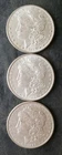 Lot of Three 1889 $1 Morgan Silver Dollars