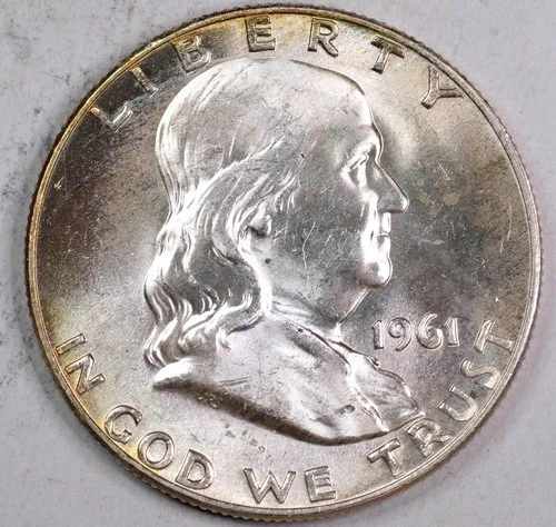 1961-D Franklin Half Dollar BU - Unc, Toned #2897