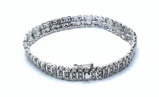 Sterling Silver FAS Rhodium Plated Small Diamond 7” Tennis Bracelet ~ 14.2g