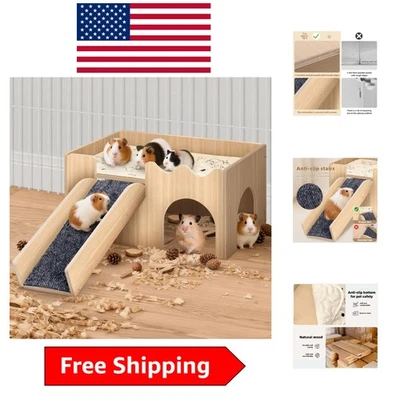 Upgraded Extra Large Wooden Hideout for Hamsters, Guinea Pigs & Chinchillas - Photo 1/4