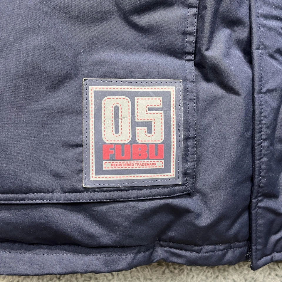 Fubu The Collection Jacket Mens 2XL Navy Blue Down Puffer Parka 05 92 Streetwear - Image 4 of 4