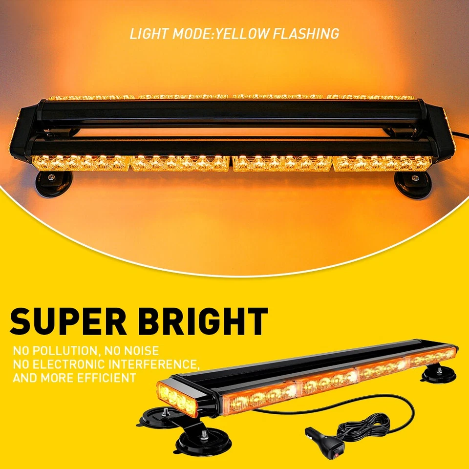 LED Emergency Strobe Light Bar Warning Rooftop Double Side Traffic Advisor-Amber — 第 3/4 张图片