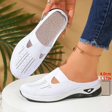 Women's Slip On Mules Breathable Mesh Summer Shoes Clogs Comfort Flats FREE P&P
