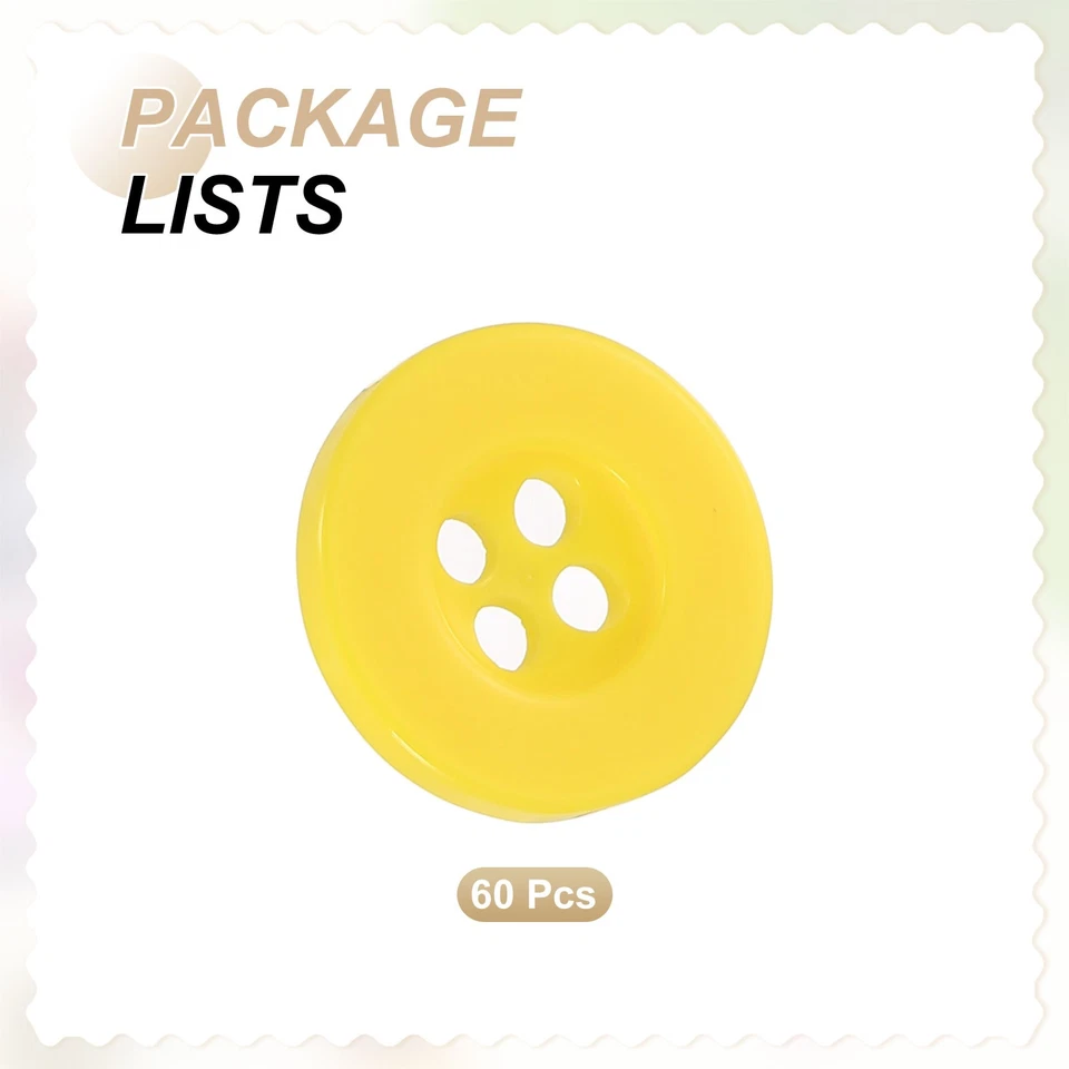 60 шт. 24L кнопки для шитья 5/8 «смолы круглый плоский 4 отверстия Craft кнопки, желтый - Изображение 3 из 4