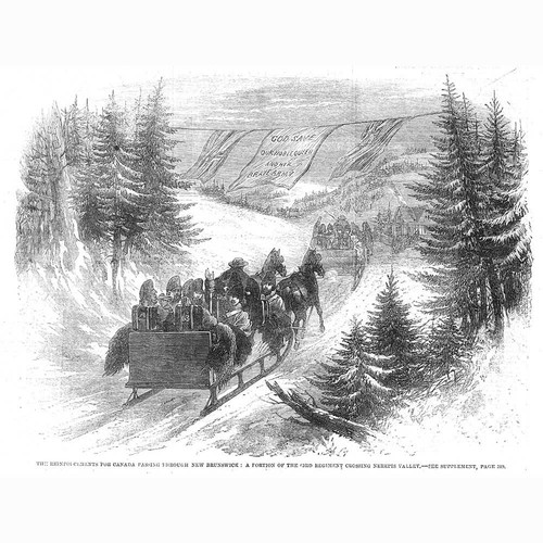 NEREPIS VALLEY Troops for Canada Passing through New Brunswick - Old Print 1862