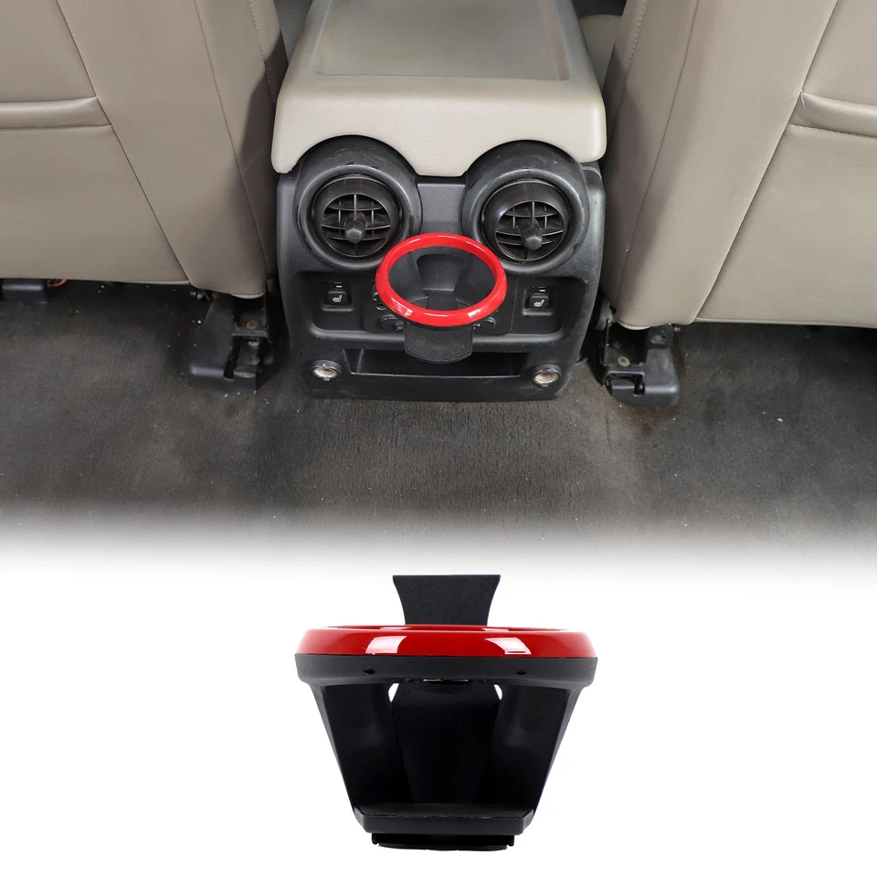 Portavasos central de ventilación de aire trasero anillo rojo de acero al carbono para Hummer H2 2003-2007 Foto 4 de 4