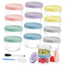 12pcs 8 oz Plastic Containers with Screw Lids, Reusable Multicolor 12pcs 8oz