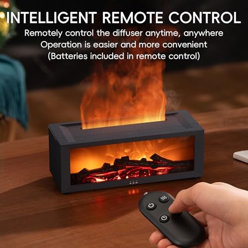 Essential Oil Diffuser, 7 Colors Fireplace Flame Fire Oil Diffuser, 150ml White thumbnail 7