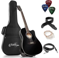 Ashthorpe Full-Size Cutaway Thinline Acoustic-Electric Guitar Package - Premium 